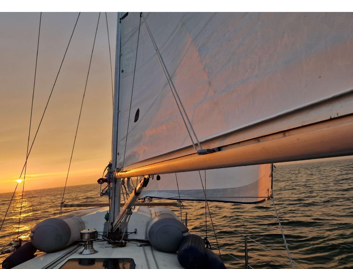 S/Y Gabriel under sail at sunset on the North Sea