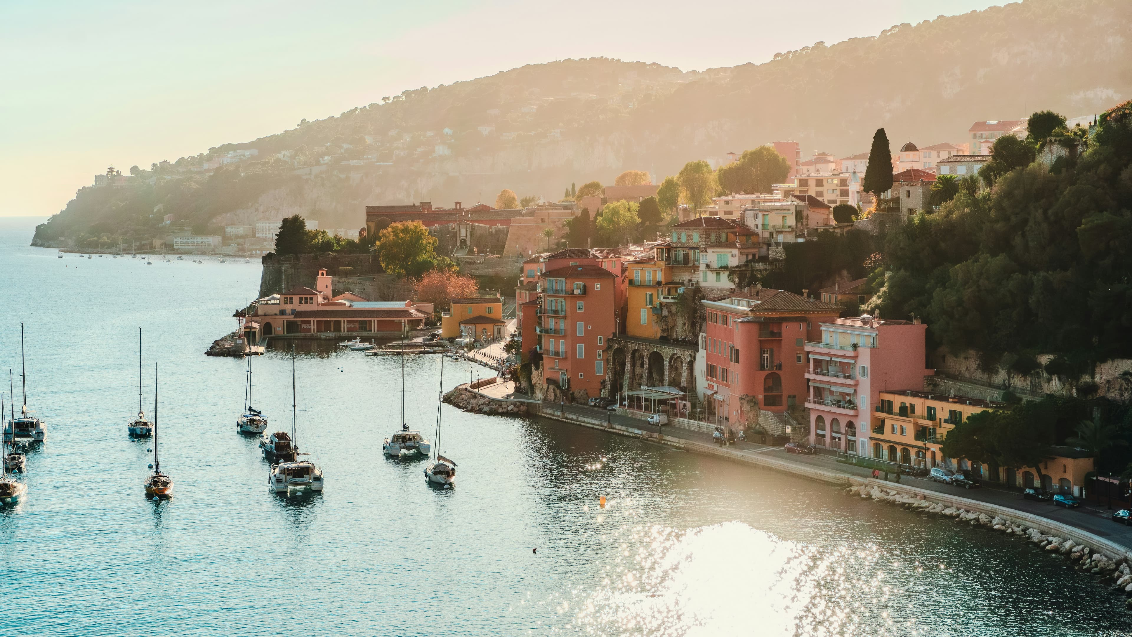 Port Lympia, Nice — the working basin with the Vieille Ville rising behind